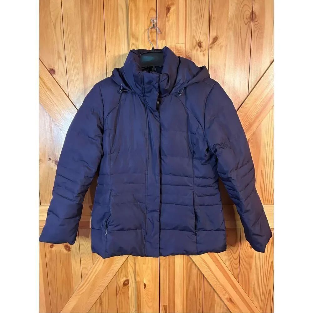Calvin Klein Down Puffer Jacket Coat Hooded Eggplant Size Medium (4350)